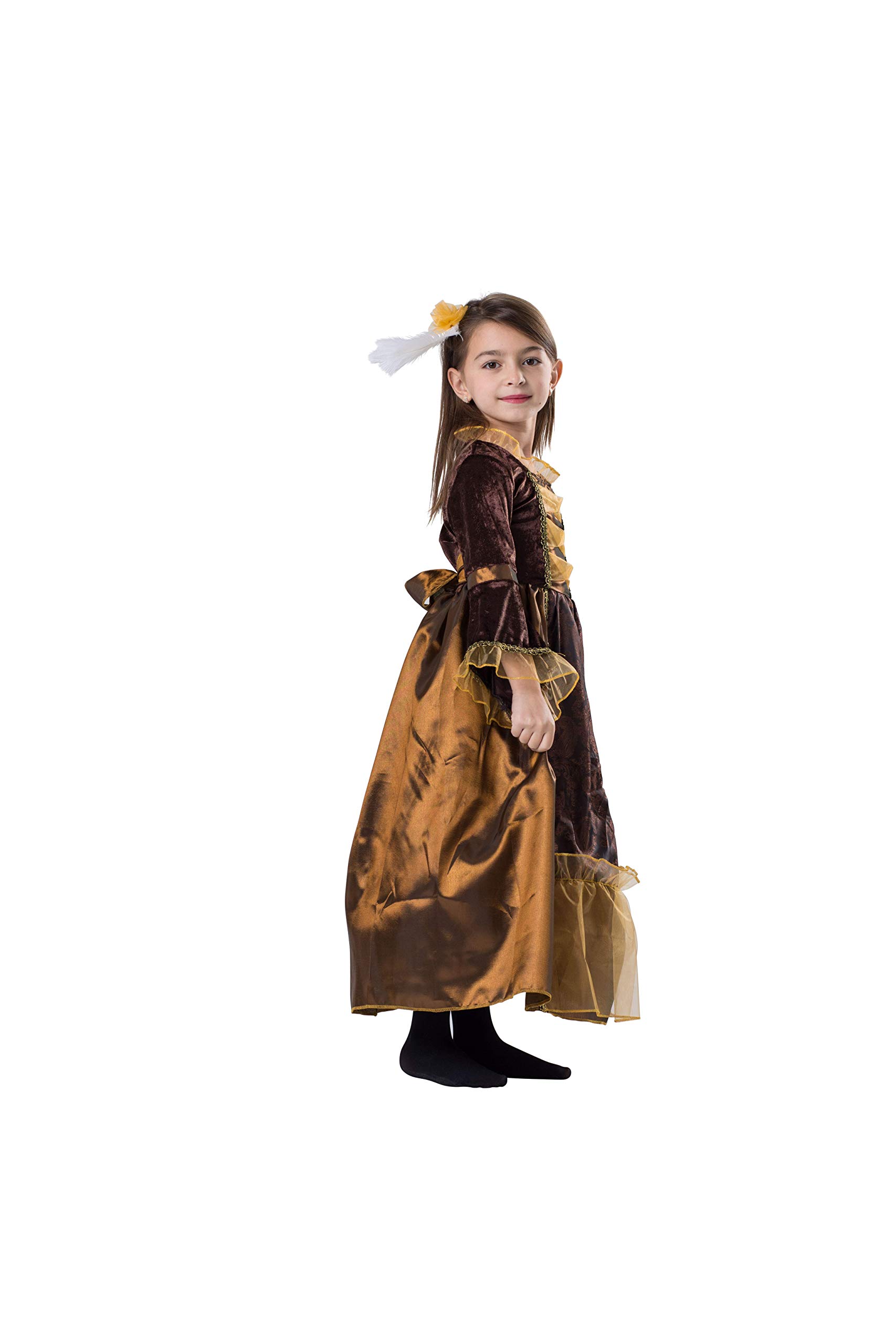 Dress Up America Herzogin Kostüm für Mädchen - Mittelalterliche Renaissance-Kleid - Herzogin verkleiden Inklusive Kleid und Haarspange - Braun