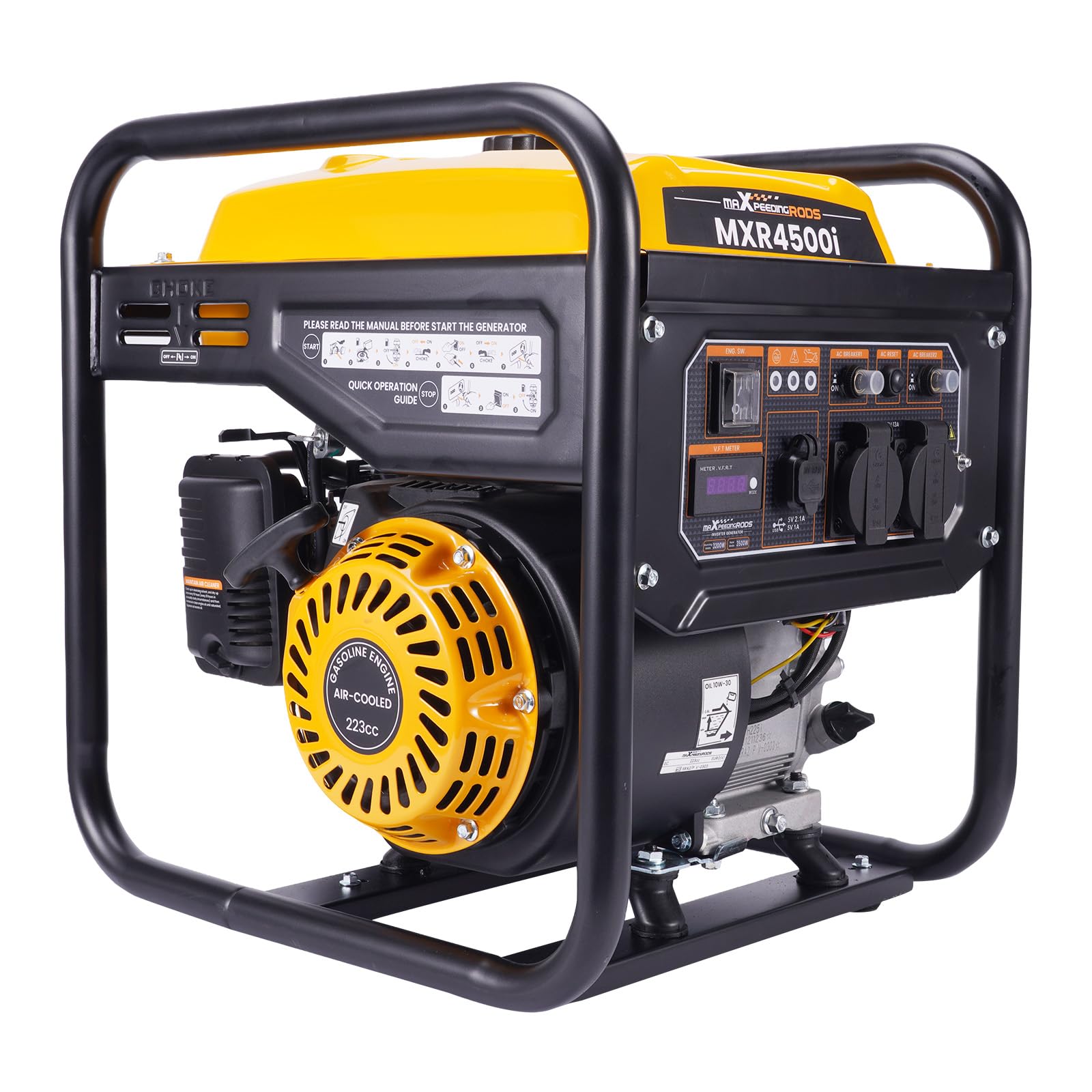 maXpeedingrods gruppo elettrogeno inverter portatile 3500W 4 tempi benzina | generatore di corrente benzina a onda sinusoidale pura a 4 tempi per campeggio, viaggi, casa o luoghi di lavoro