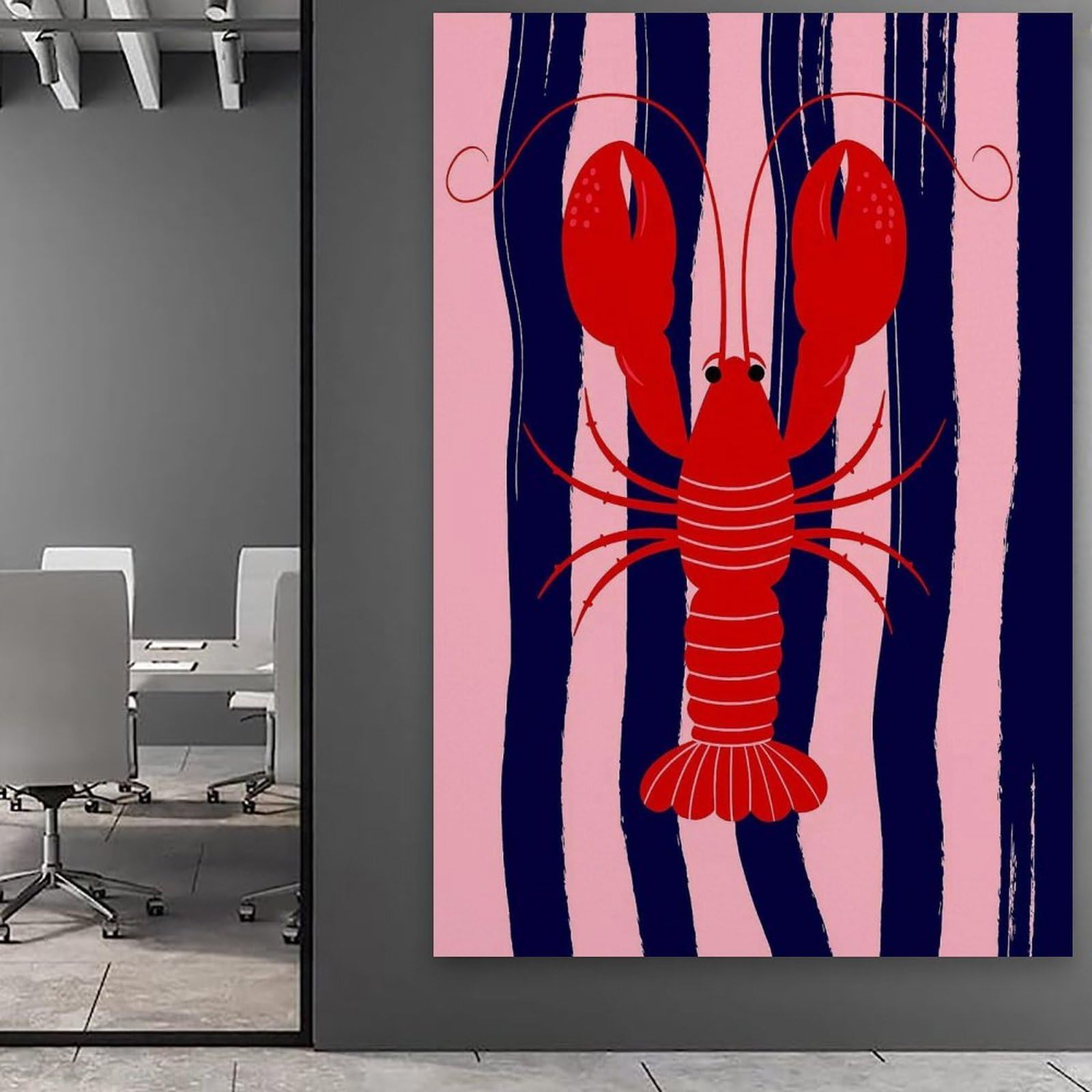 Stampa artistica su tela con illustrazione di aragosta rossa, eccentrica, eccentrica, eccentrica, decorazione per la casa, per cucina, bagno, appartamento, stampa artistica da parete, foto da