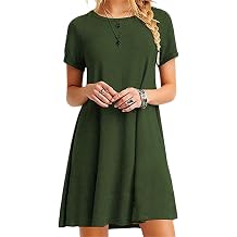 Women's Casual Solid Color Sundress Fashionable Pastel Midi Dress Lightweight Cocktail Party T-Shirt Dress