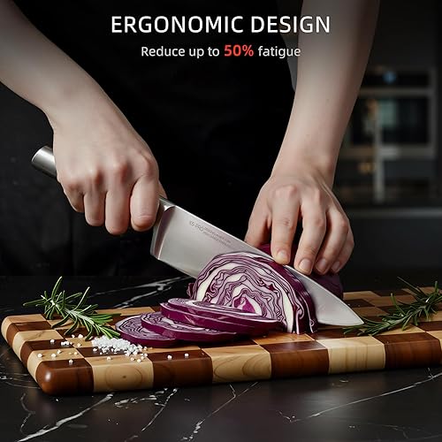 Miniatura 6 de Juego de cuchillos para cocina, juego de 8 cuchillos de acero inoxidable de alto carbono con bloque y afilador, juego de cuchillos ultra afilados