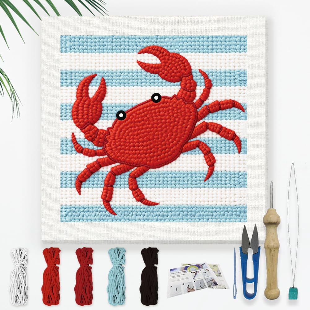 DOODLREAM Cute Crab DIY Punch Needle Embroidery Kit for Beginner — image 1