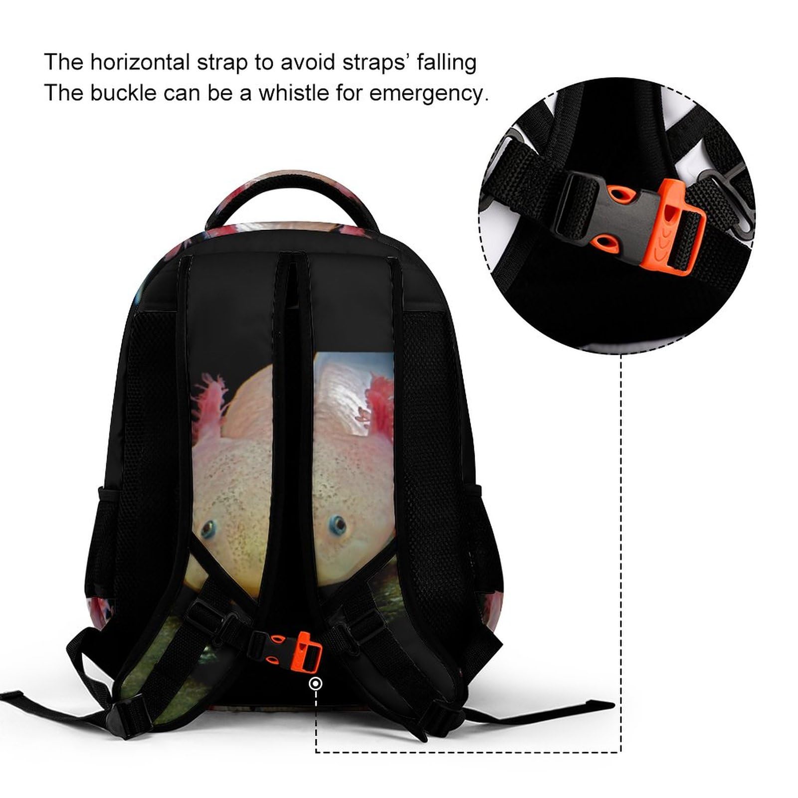 MISOLAXI Axolotl Sea Weed Backpack - Large Casual Daypack For College, Laptop, Travel, 16.9x11x6.3 Inch - View #4