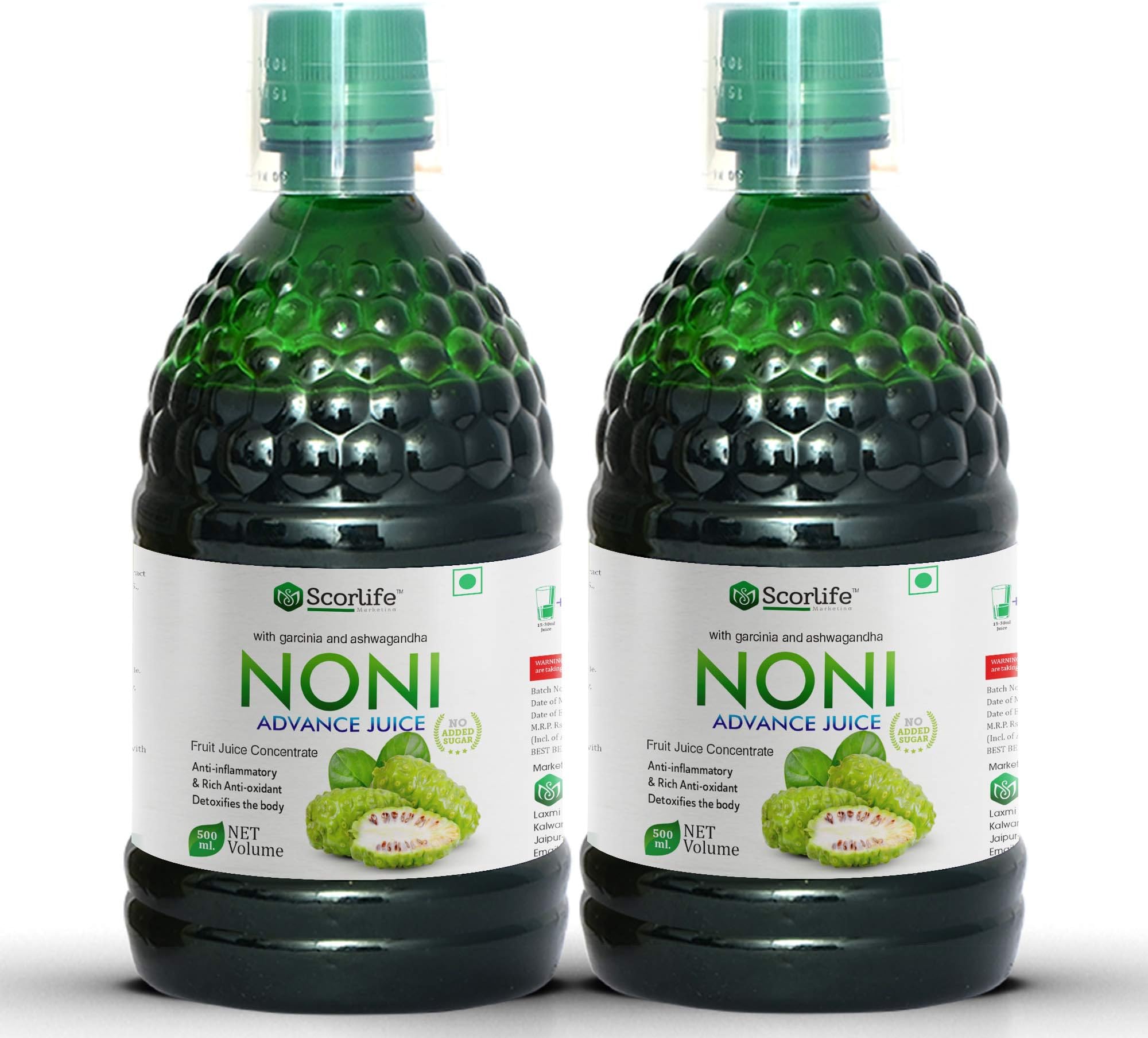 SCORLIFE MARKETING Noni Sugar Free Juice Concentrate With Garcinia And Ashwagandha (500Ml) (Pack Of 2)
