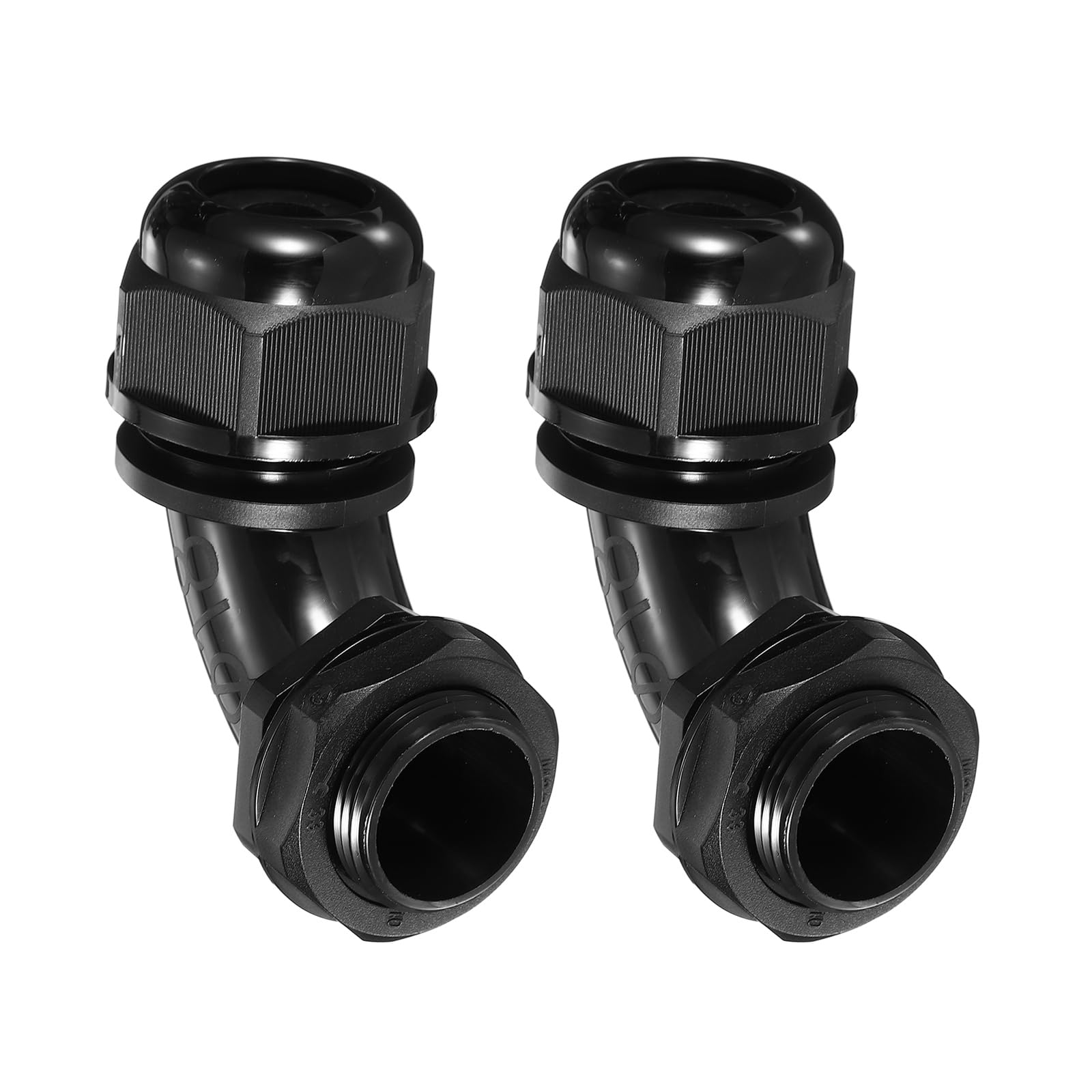 sourcing map 2Pcs M25 Cable Gland, 90 Degree Elbow Nylon Joint IP68 Waterproof Spiral Adjustable Cord Connector with Gaskets for 6-10mm Wire