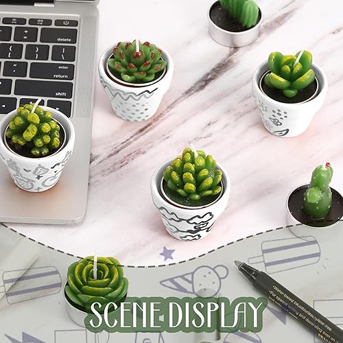 Miniatura 6 de 12 Piezas Velas de Suculentas Novedosas Hechas a Mano Velas de Té de Cactus Delicadas y con Estilo Velas de Plantas Mini Velas de Cactus para