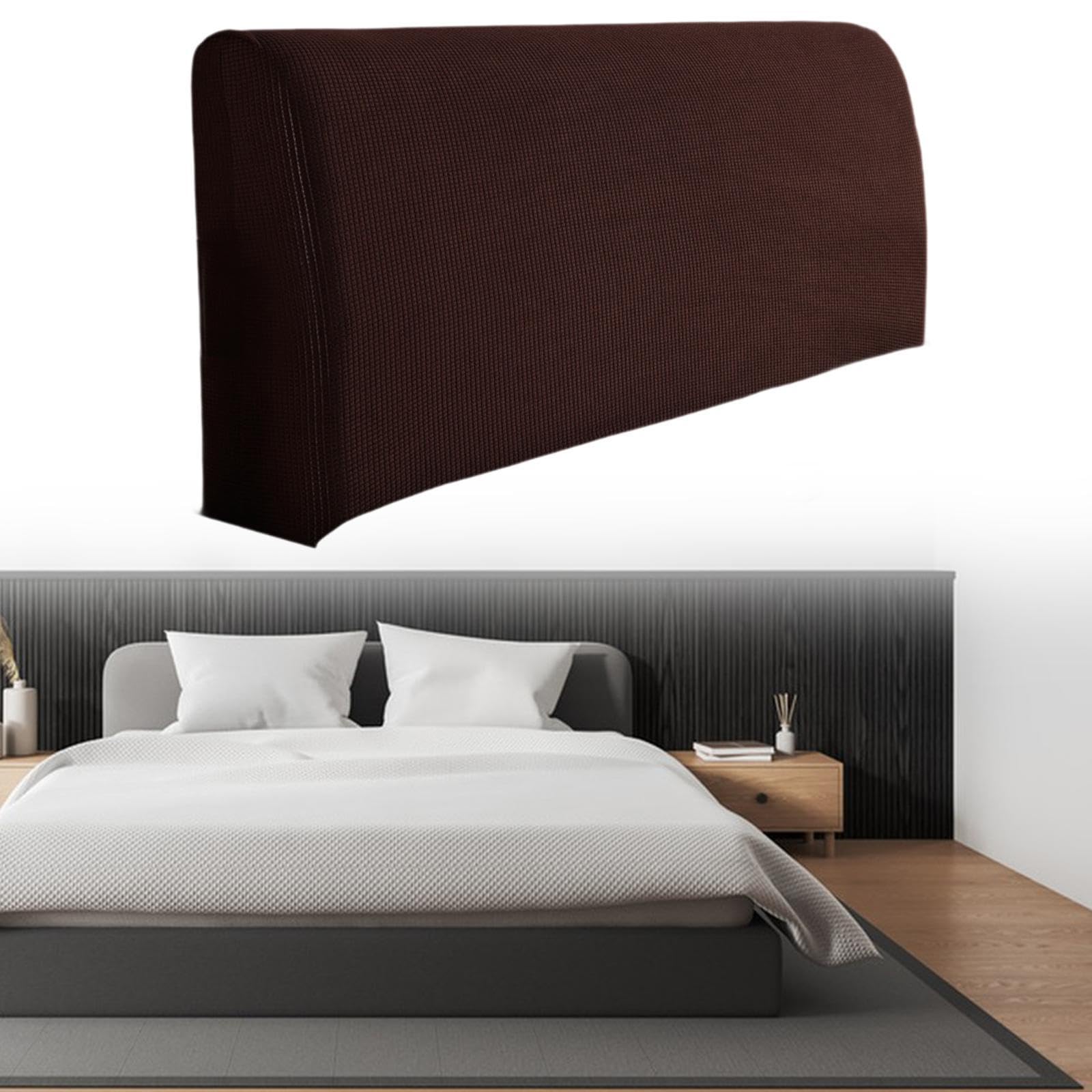 Baoblaze Bed Headboard Cover, Modern, Brown, 1.5mx0.7m (59.06x27.56 inches), Polyester, Washable, Dustproof, Universal Fit, Easy to Install
