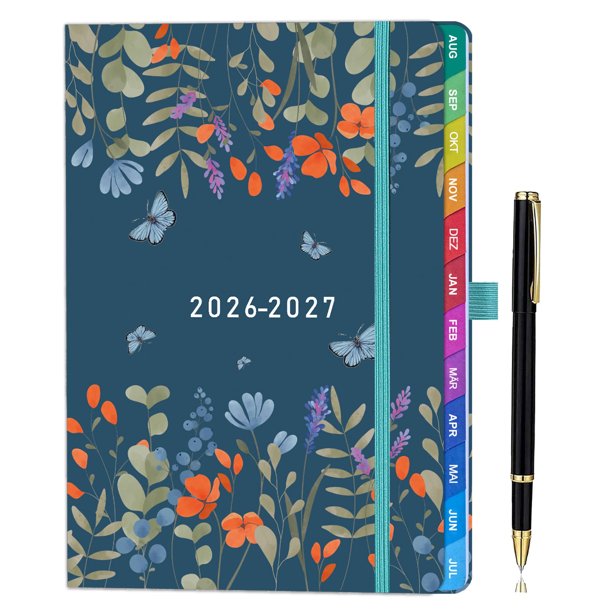 Lehrerkalender 2026–2027 A5+ (22 x 16,5 cm), Lehrerplaner & Schuljahresplaner, Unterrichtsplaner mit Monats- & Wochenansicht, Notenlisten, Klassenorganisation, Hardcover mit Stiftschlaufe – Blau