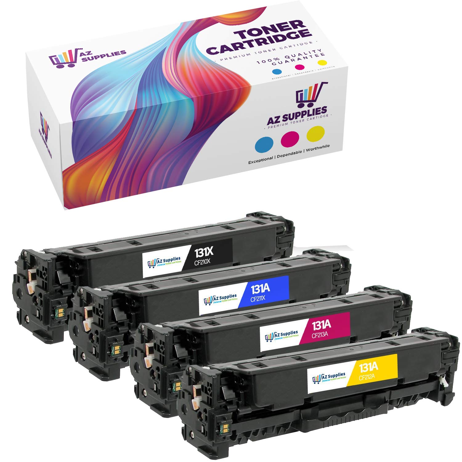 AZ SUPPLIES4-Pack Toner | 35% More Print Yield | as a Replacement for HP 131A CF210X CF211A CF212A CF213A for HP Laserjet Pro 200 Color M251N, MFP M251NW, MFP M276N, M276NW