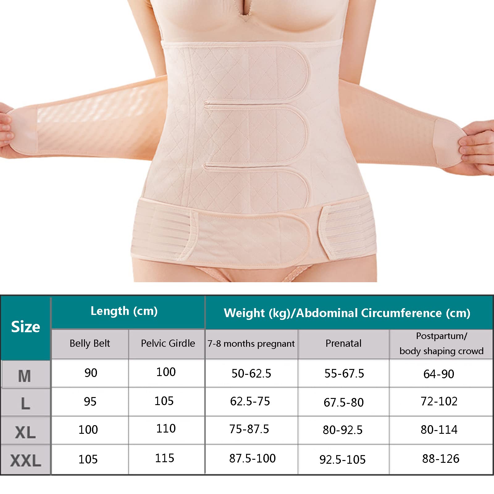 2 en 1 Postparto Vientre Envoltura Cintura Pelvis Cinturón C-sección Natural Nacimiento Espalda Soporte Faja Postparto Recuperación Cinturón Abdominal Binder Postparto Esencial,2XL,Natural