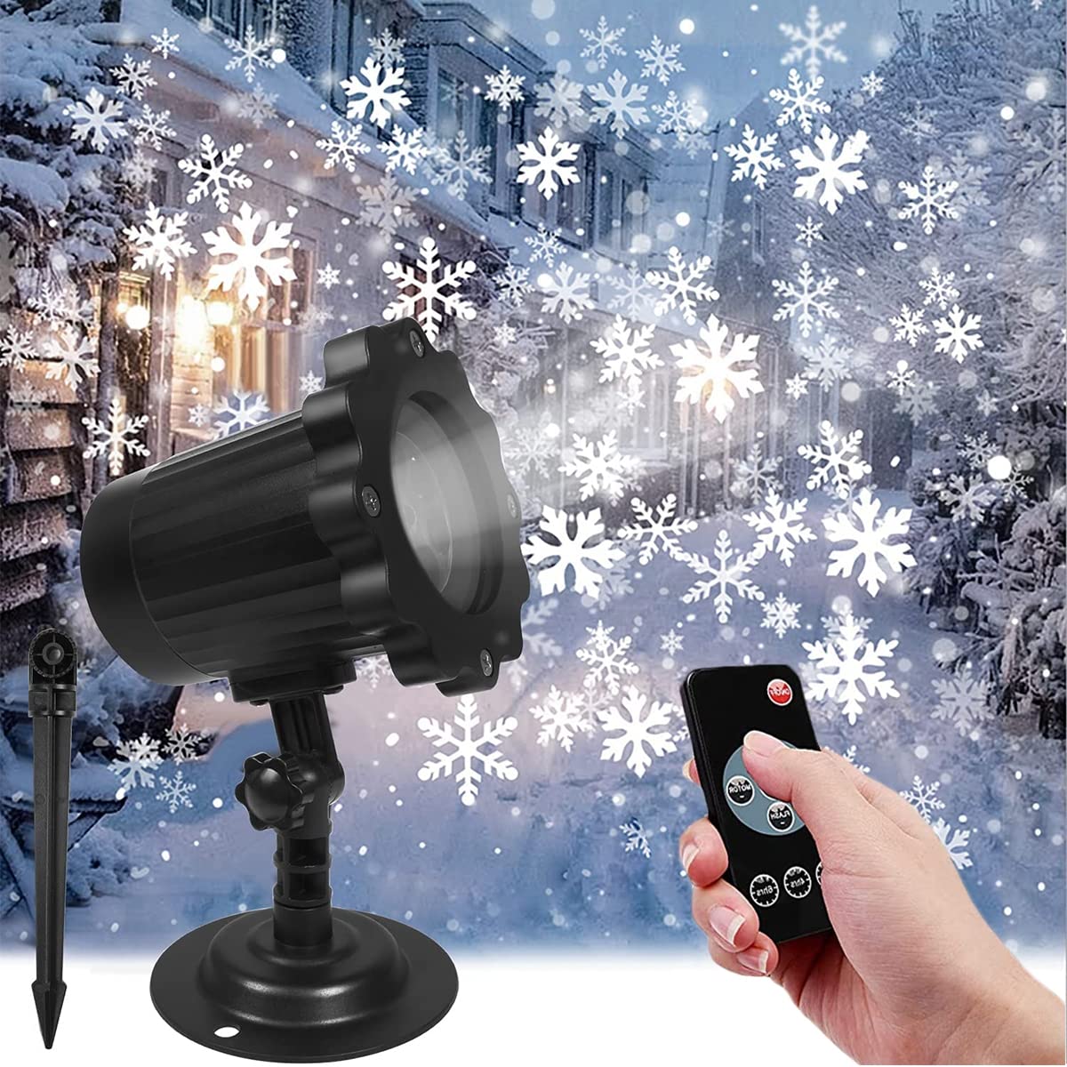 Proyector Luces Navidad, LED Proyector Copos De Nieve, Luces De Proyección Impermeable, Decoración Proyector Luz con Control Remoto, Exterior Lámpara De Proyección para Navidad Halloween