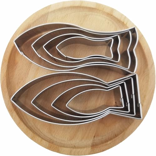 Miniatura 6 de Juego de 8 cortadores de galletas en forma de pez, cortadores de fondant de pescado de Jesús de acero inoxidable (4 piezas de cola plana + 4 piezas