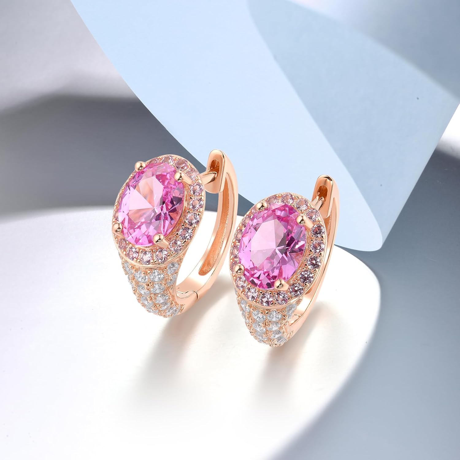 Santuzza Sterling Silver Hoop Earrings Cubic Zirconia Round Cuff Pierced Earrings for Women