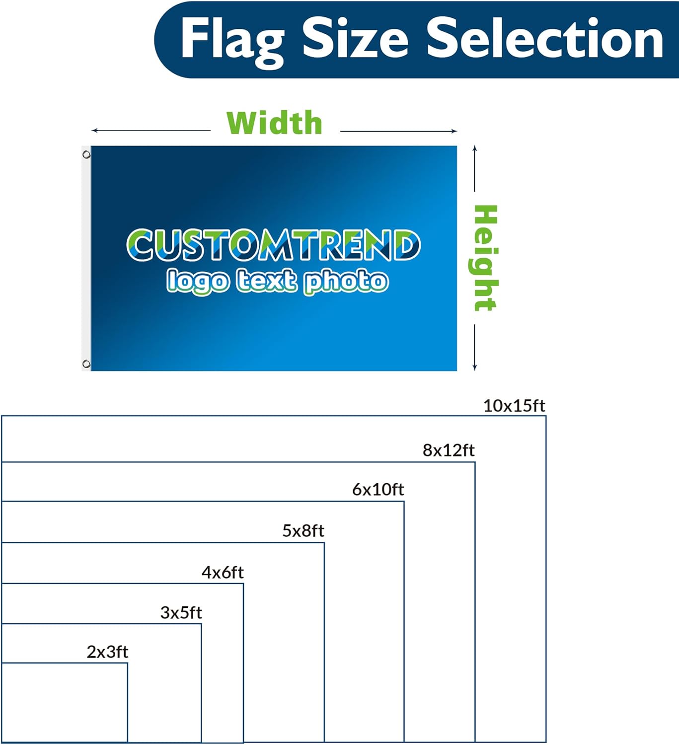 Custom Flag Double Sided Flags Personalized Outdoor Flag Banner Add Your Own Design/Logo/Text/Picture Garden Yard Home Party Decor (10X15 FT)