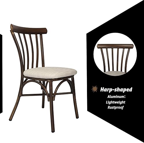 Miniatura 6 de LUCKYERMORE Juego de 2 sillas de comedor tapizadas, cómodas sillas de comedor de piel sintética con respaldo curvado y marco de aluminio, modernas