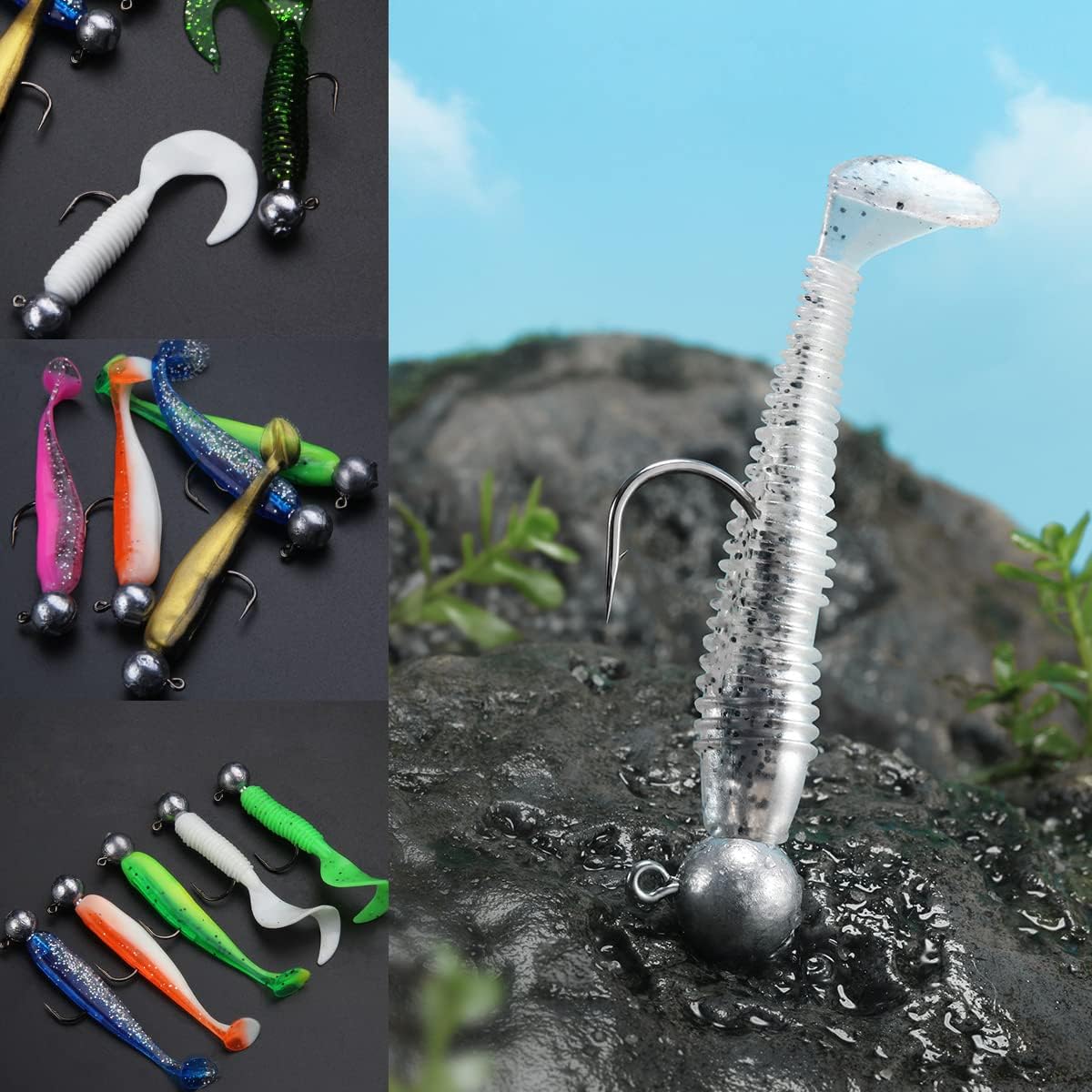 Fishing Lures Baits Tackle Fishing Accessories Kit Including Crankbaits, Spinnerbaits,Jig Hooks, Plastic Worms, Topwater Lures, Tackle Box and Fishing Gear Lures Kit Set