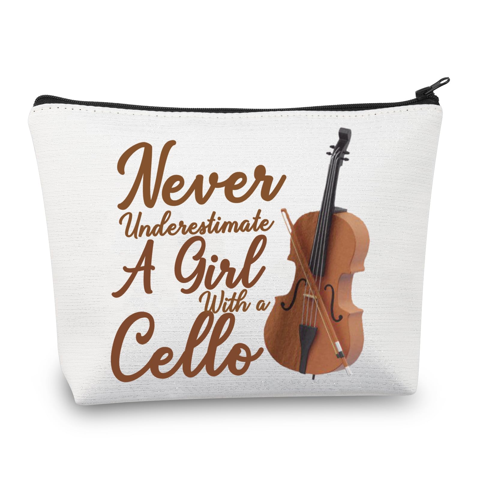 BDPWSS Cello Gift Cello Lover Cello Player Gift Cello Music Teacher Gift Never Underestimate A Girl With A Cello Makeup Bag (Girl With Cello)