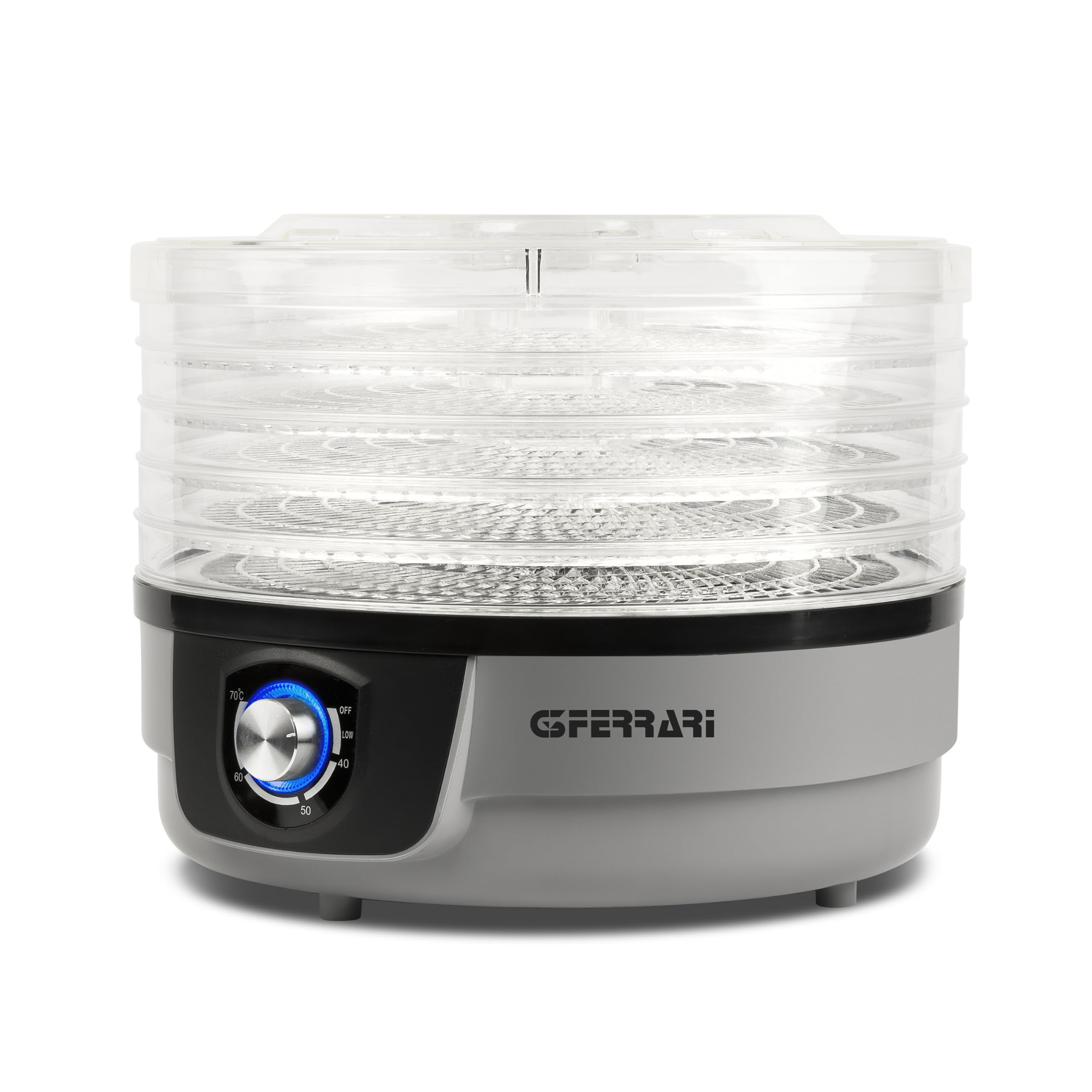 G3 Ferrari G10197 Essiccatore Conservo, 250W, Disidratatore, 5 Vassoi Rotanti removibili, Temperatura Regolabile, Vassoi BPA free, Facile pulizia, Altezza regolabile