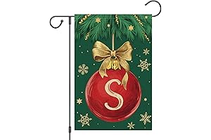 Christmas Monogram Letter S Garden Flag 12x18 Inch