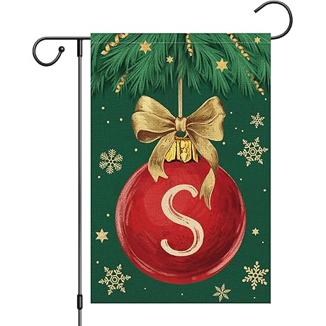 Christmas Monogram Letter S Garden Flag 12x18 Inch