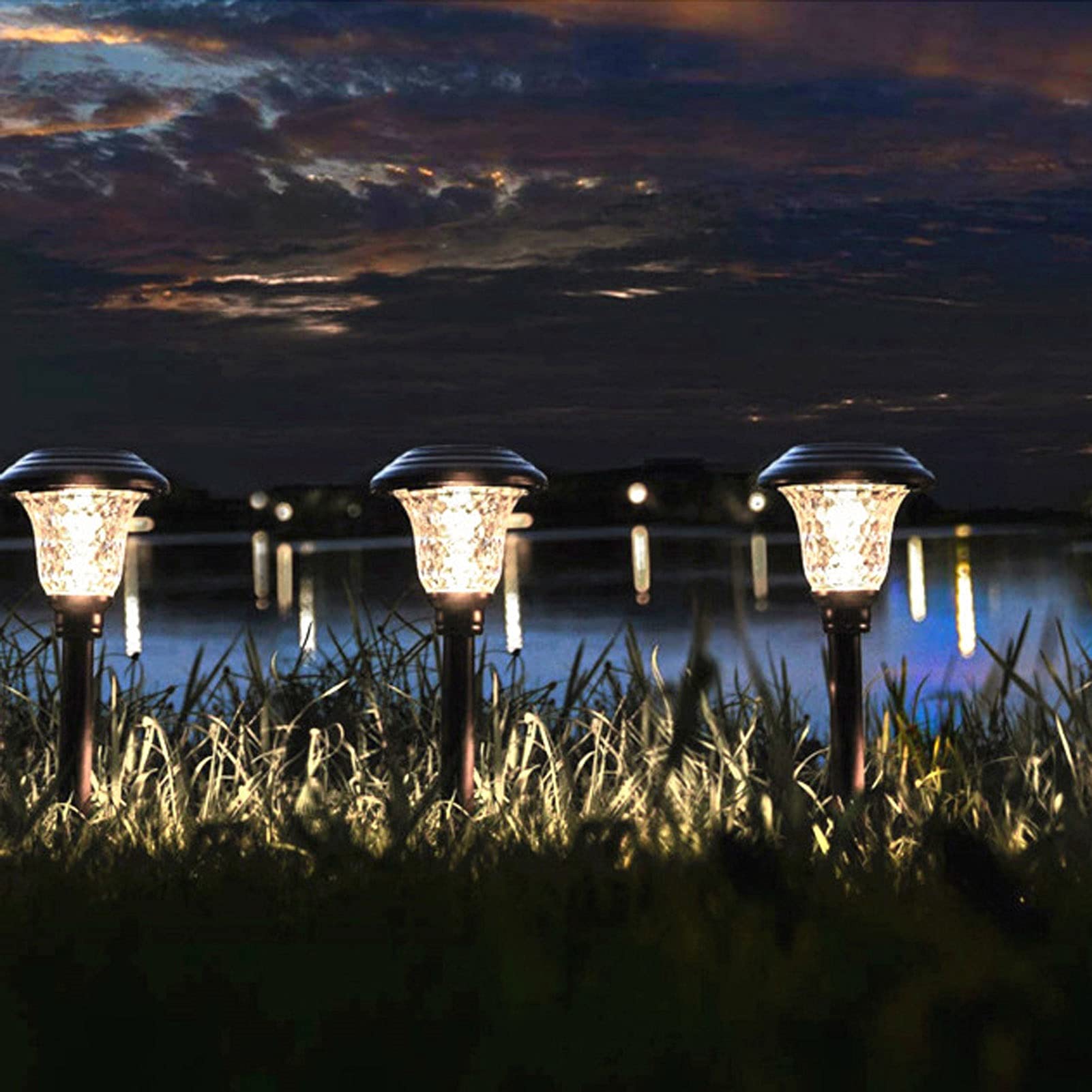 Solar-Wegeleuchten for den Außenbereich, LED-Solar-Wegeleuchten, wasserdichte Außen-Solarleuchten for Terrasse/Hof/Weg/Auffahrt, automatisches Ein-/Ausschalten von der Dämmerung bis for Morgengr