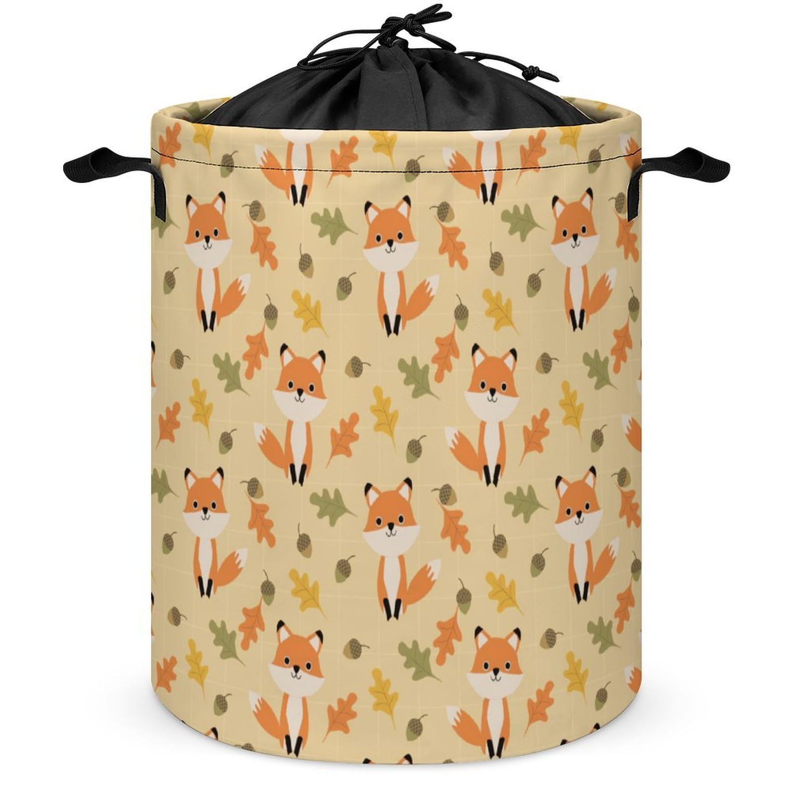 Qjjinxior Drawstring Laundry Hamper, Autumn Cute Fox Laundry Basket, Washing Basket with Handle