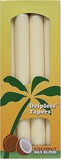 Aloha Bay Coconut Taper Candle – Dripless, Unscented 9 Inches w/ 9-Hour Burn Time & Pure Cotton Wicks for a Clean, Steady Glow – Artful Design for Special Occasions | 4-Pack | Cream
