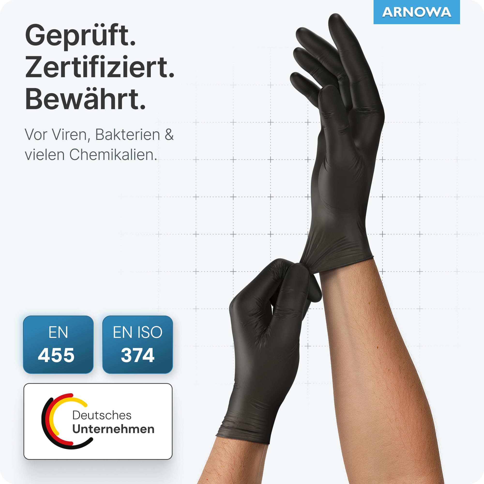 Arnomed Disposable Powder-Free Gloves XS Latex Gloves Black Pack of 100