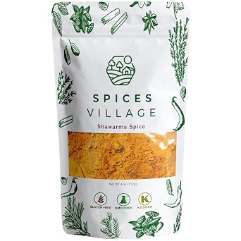 SPICES VILLAGE Shawarma Seasoning, Shawarma Spice Blend, 4 oz, Kosher, Gluten Free, Non GMO, Shawarma spice, Resealable Bulk Bag