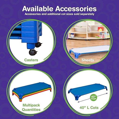 Miniatura 8 de Sprogs Cunas de guardería apilables de tamaño estándar resistentes para niños y niños pequeños, cunas de preescolar para apilamiento en el aula para