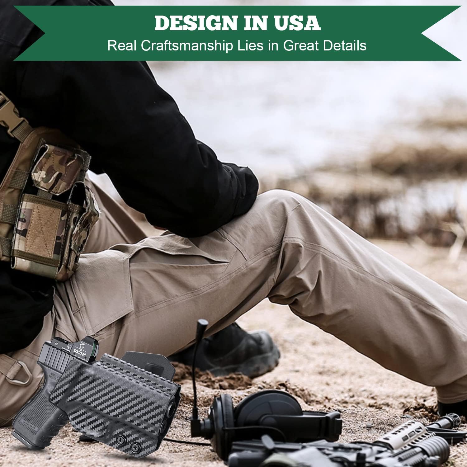 WARRIORLAND OWB Kydex Holster with Optic Cut, Select Fit for Glock 17/19/19X/ 43/43X MOS, No Rail 1911, Hellcat/Hellcat Pro, Taurus G2C/G3C, Shield Plus/EZ, P320/P365/P226 &More, Paddle Holster