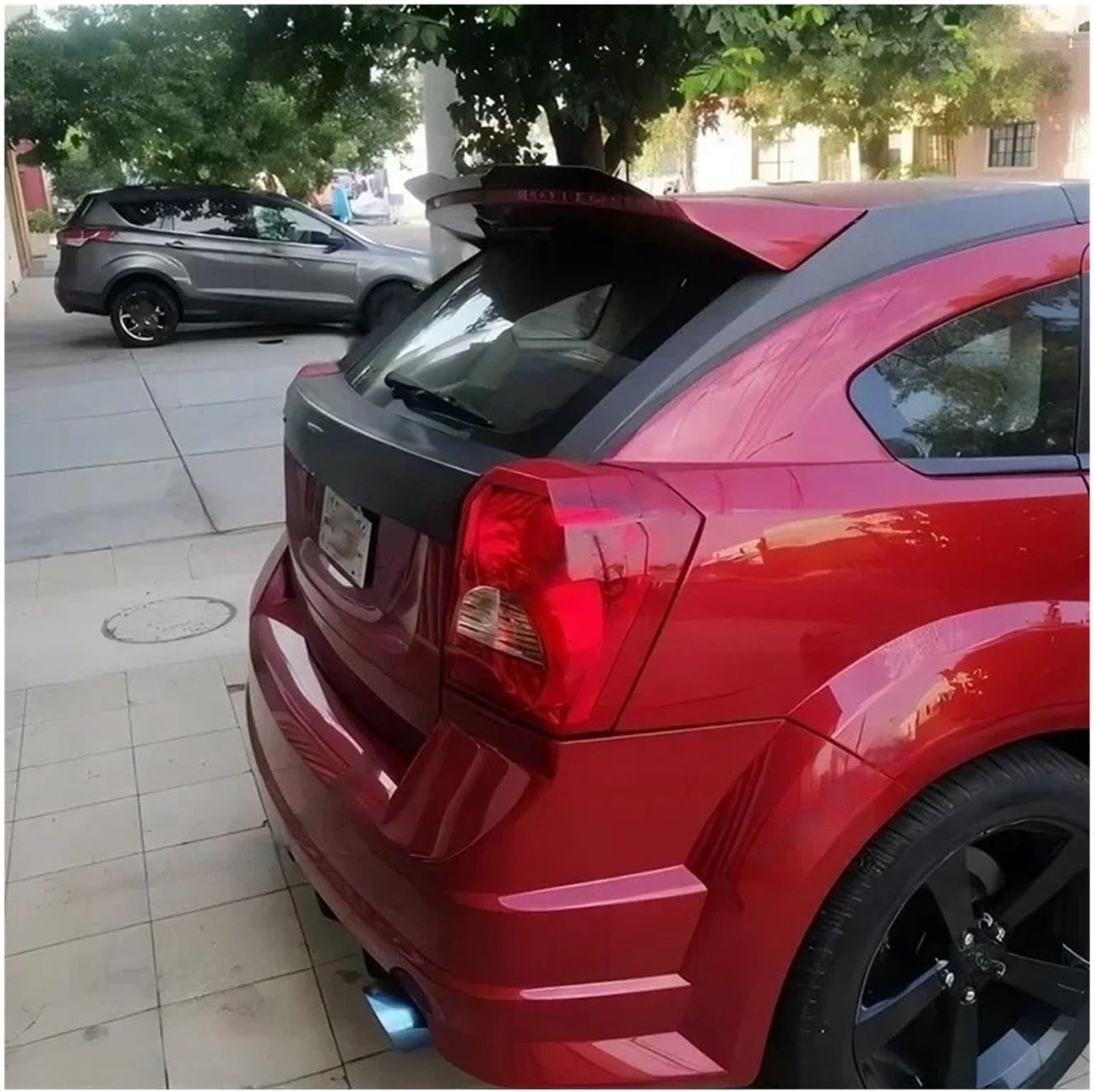 Compatible for Dodge Caliber 2006-2011 Hatchback Rear Roof Spoiler Car Tail Wing Decoration Strips Rear Wing Styling Body Kit Accessories(Carbon Look)