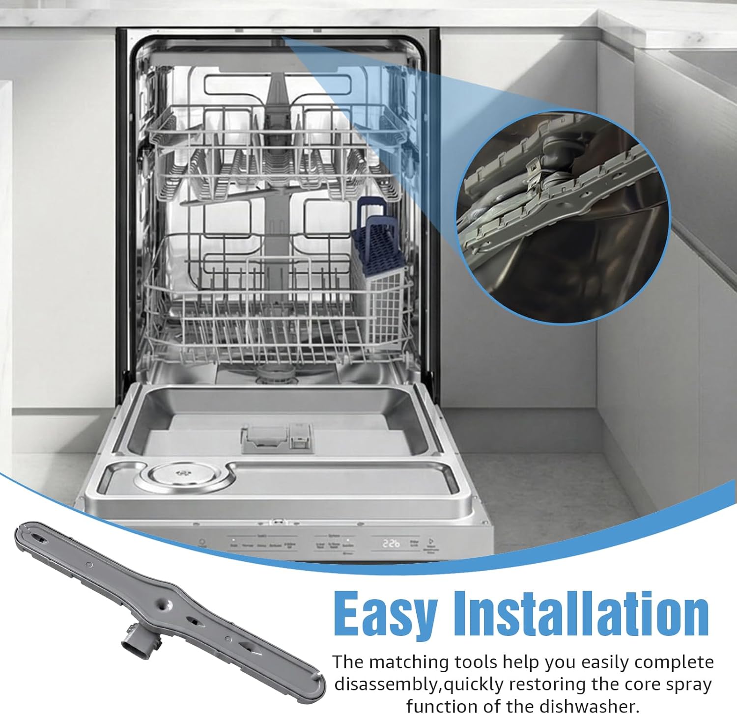 DD97-00509A Dishwasher Upper Spray Arm Fit for Samsung Wash Dishwasher DW80R7061US/AA,DW80M9550UG/AA,DW80R9950UT/AA,DW80R9950QN/AA,Dd97-00509A AP6244504 Replacement Spare Parts