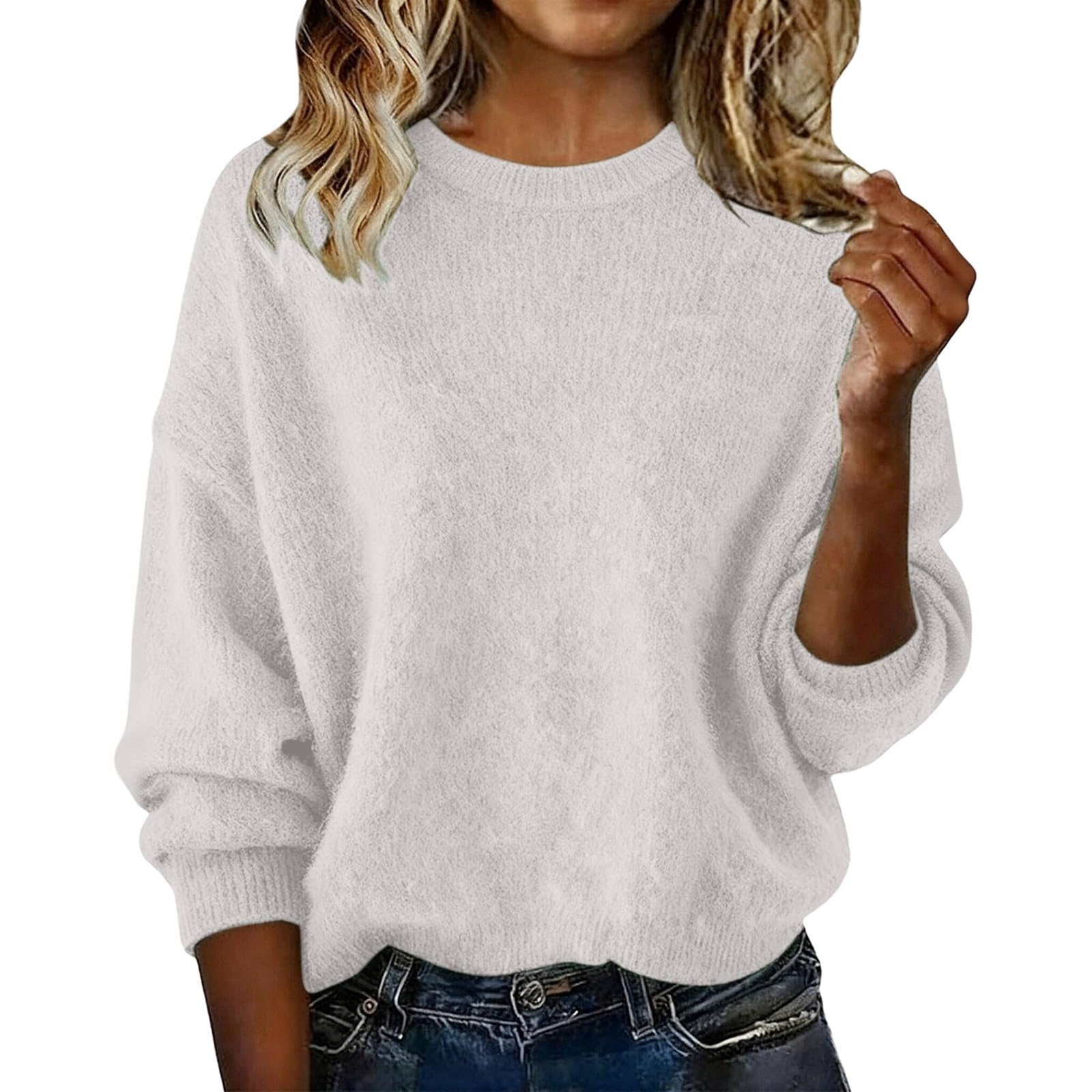 Cashmere Sweaters for Women 2025 Warm Crew Neck Wool Long Sleeve Pullover Lightweight Winter Cozy Knitted Tops