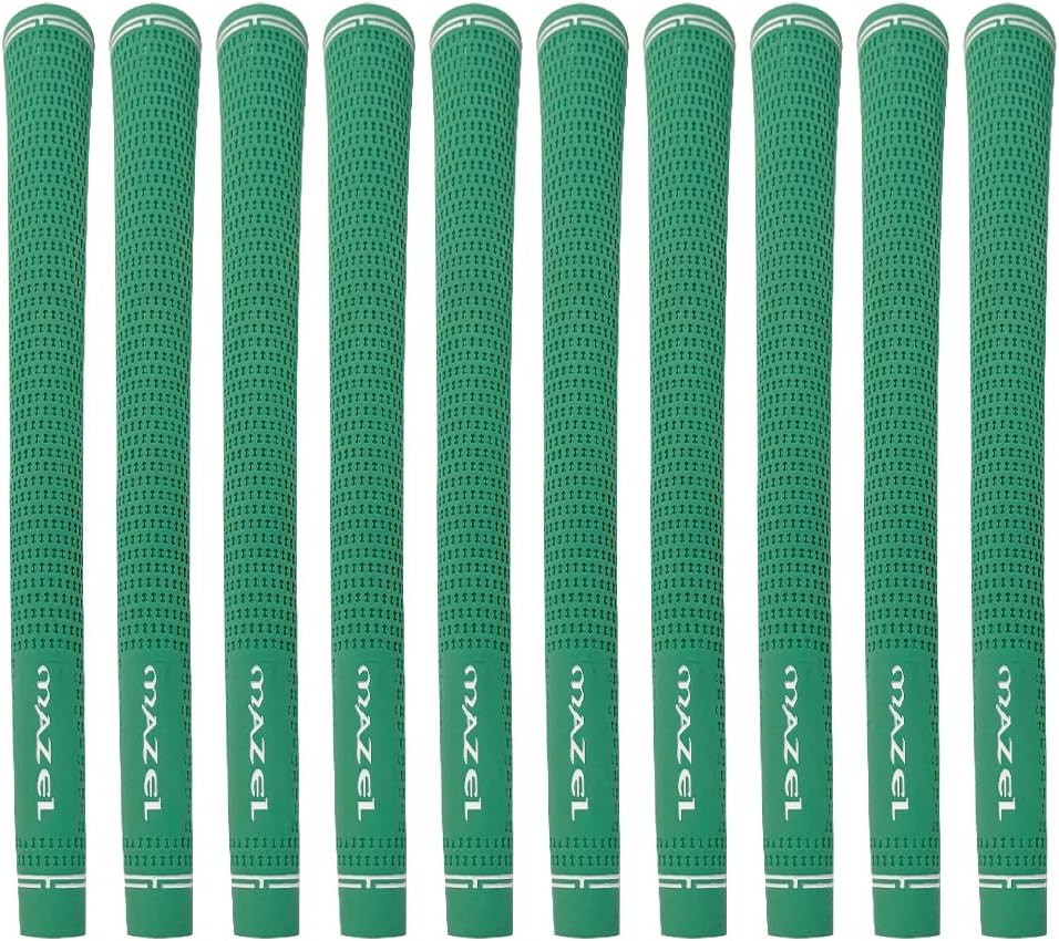 MAZEL Rubber Golf Grips Set of 10 - Midsize/ Standard Non-Slip Performance All-Weather Golf Club Grips for Driver,Chipper,Iron,Hybrid