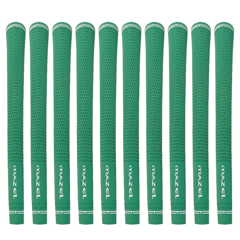 MAZEL Rubber Golf Grips Set of 10 - Midsize/ Standard Non-Slip Performance All-Weather Golf Club Grips for Driver,Chipper,Iron,Hybrid