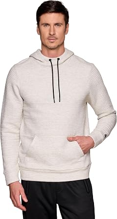 RBX Mens Hoodie Cotton Blend Sweatshirt, Long Sleeve Ottoman Ribbed Lightweight Pullover