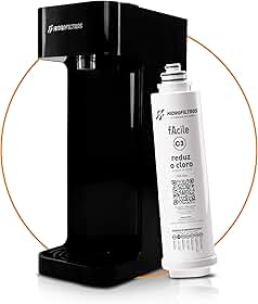 Hidrofiltros - Purificador de Água Facile com Refil C3 Elimina Cloro, Odores e Sabores Cor Preto Hidrofiltros