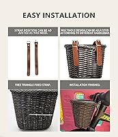 Vista 5 de MEGHNA Mini cesta tejida para bicicleta para manillar de bicicleta para niña y niño para scooter, varios