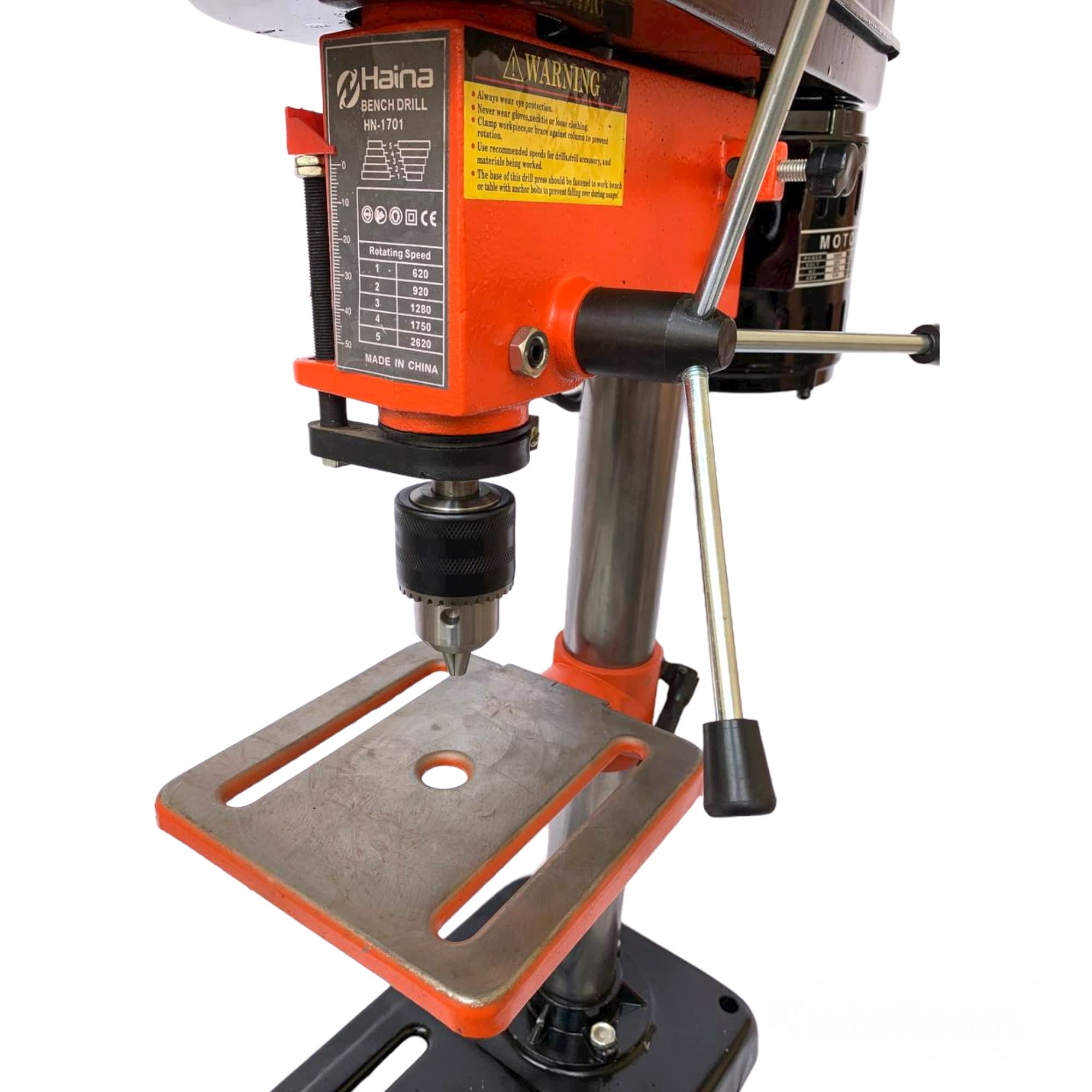 Trapano a Colonna da Banco Elettrico 350W 5 Velocità 580-2650 Giri/min con Mandrino 13mm piano di lavoro inclinabile, girevole e regolabile
