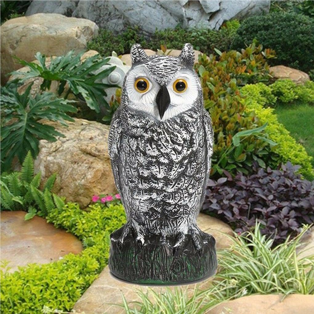5 set grande gufo finto esca caccia deterrente uccello piccione gatto corvo testa dritta spaventapasseri giardino patio controllo parassiti ornamenti