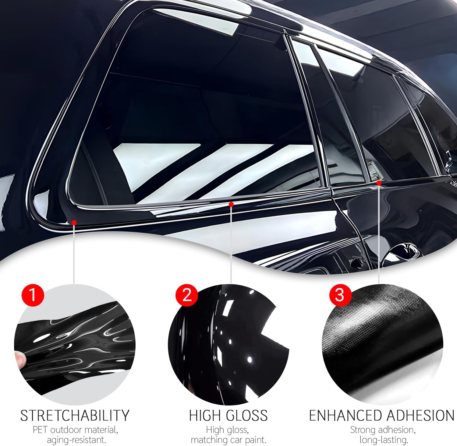 Side Window Trim Chrome Delete fit for Toyota 4Runner 2010-2024 Accessories with Blackout Film Black Trim Gloss Black Vinyl Wrap Overlay Kits