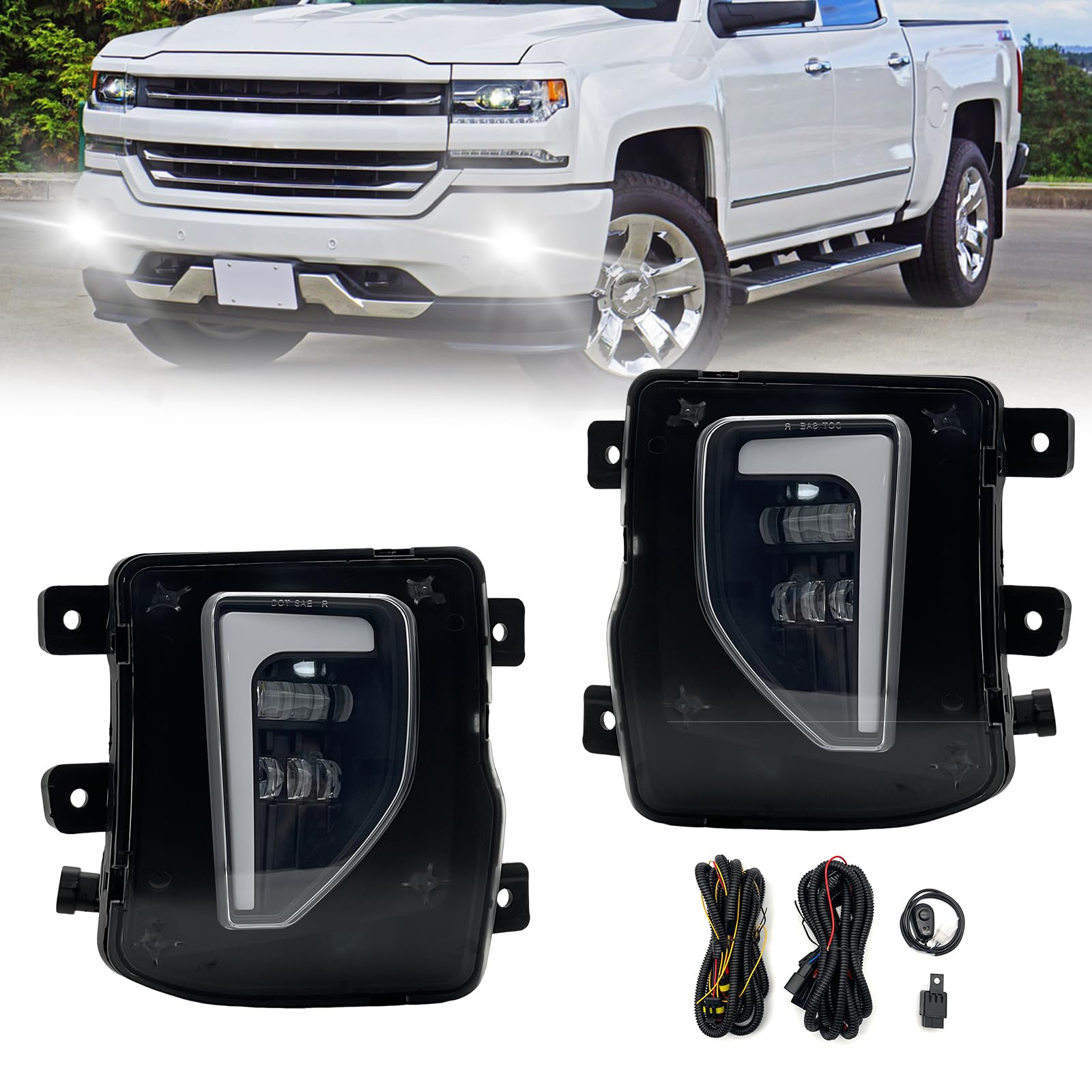 Boxlight LED Fog Lights/Fog Light Assembly Halogen (Chevy, 2016-2018 Silverado 1500 - LED 2)
