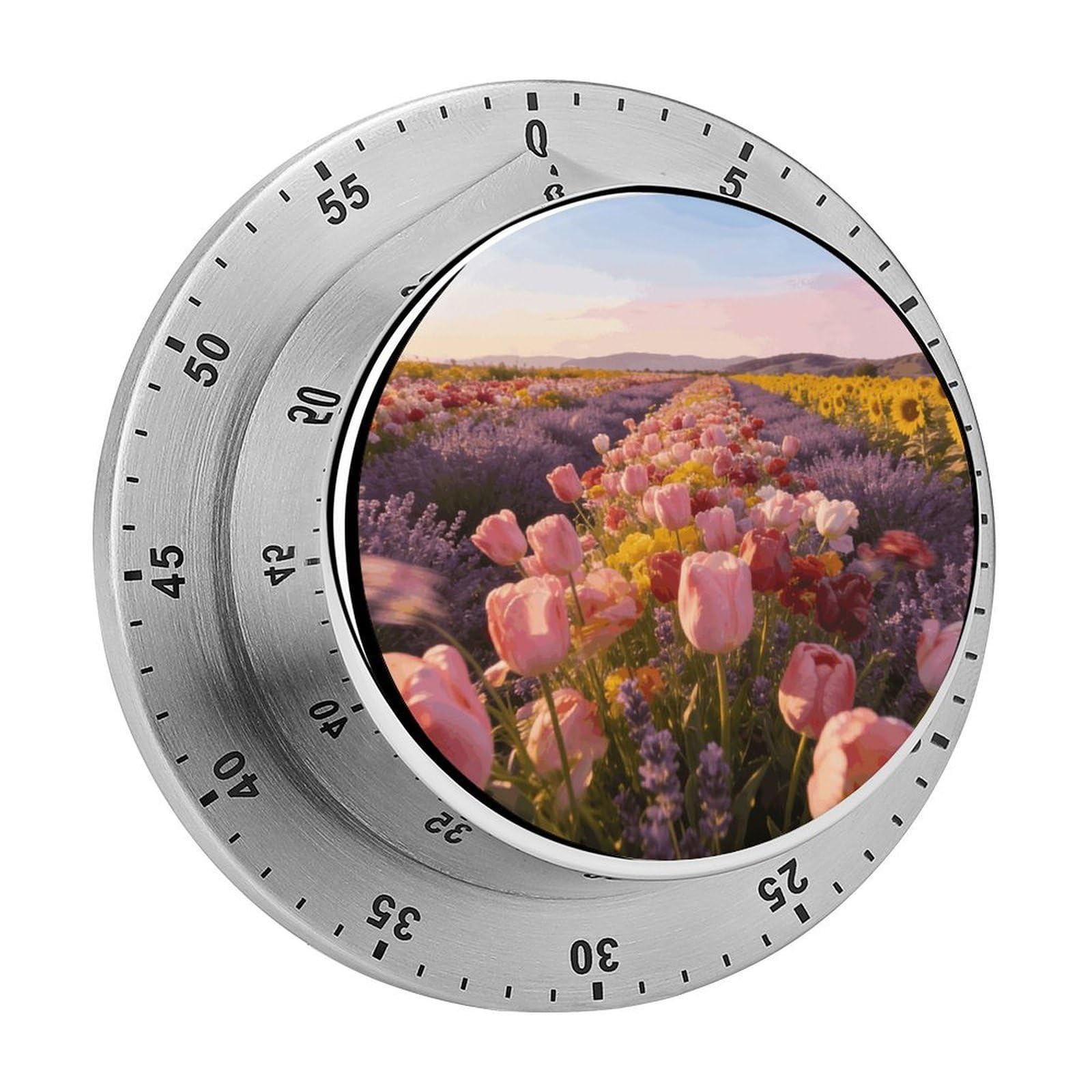 The Ginger Lily Beneath The Windmill Timer Exquisite Stainless Steel Body Desk Visual Timer with Loud Alarm 60-Minute Mechanical Countdown Timers Magnetic Backing Cooking Kitchen Timers for Work