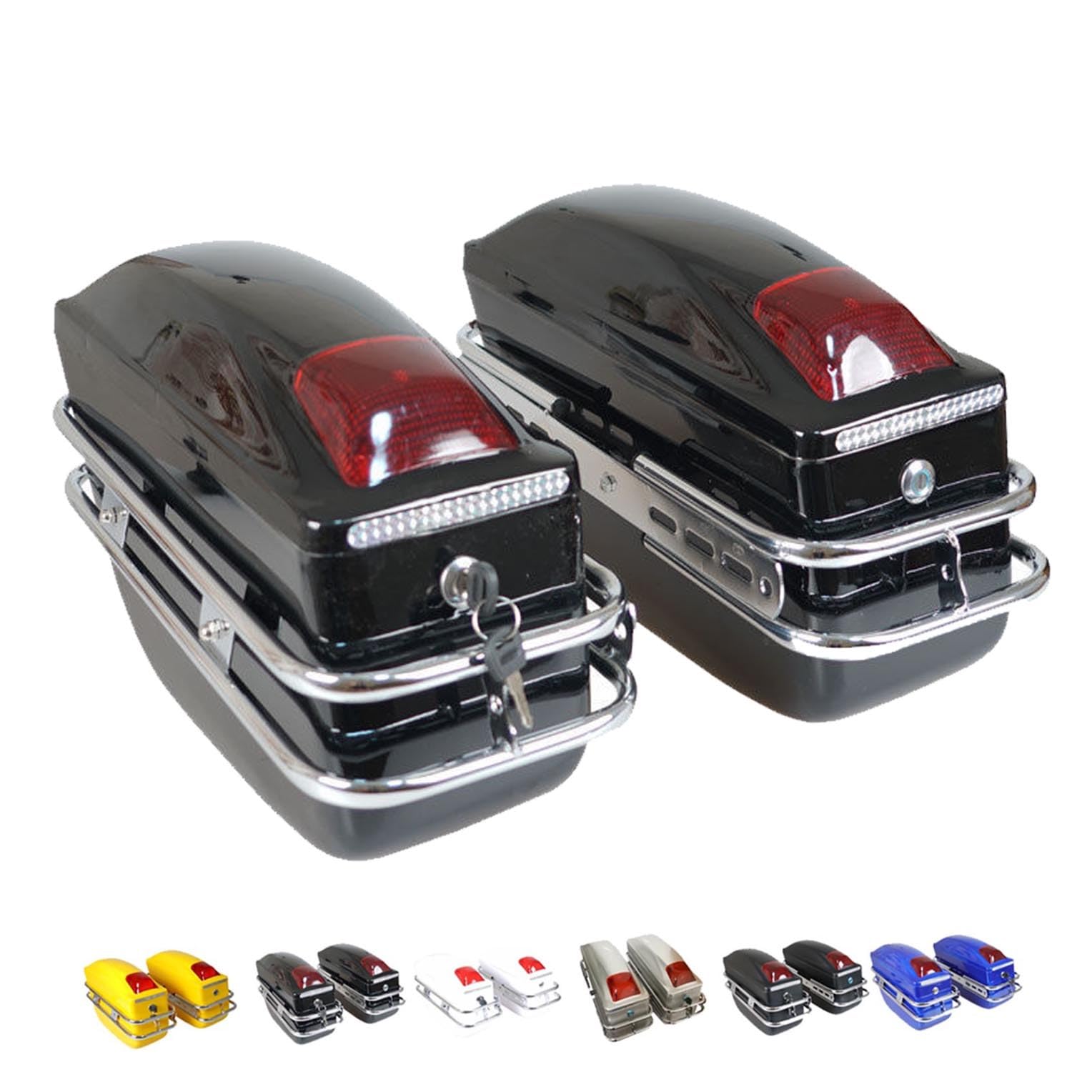 Baúl Lateral con Cierre De Seguridad Maletas Laterales De ABS Baul Moto Cuadrado/Scooter Maleta /6 Colores/Kit De Montaje(Black)