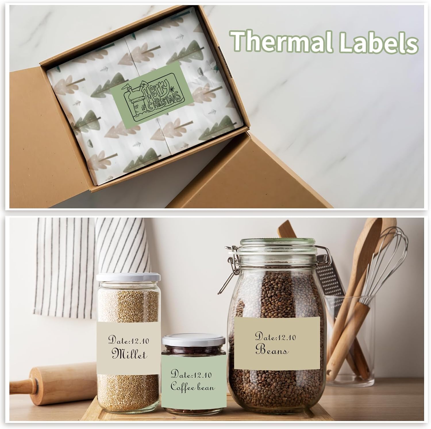 Starboling 3" x 2" Thermal Labels,Self-Adhesive Rectangle Thermal Printer Sticker,for Price,Barcode,Mailing,Name(Green Gradient) - Image 6