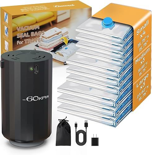 Miniatura 8 de 15 Bolsas de Sellado al Vacío con VACUO Portátil (como Bomba Eléctrica) para Ropa - Bolsas de Embalaje y Almacenamiento al Vacío Ahorro de Espacio