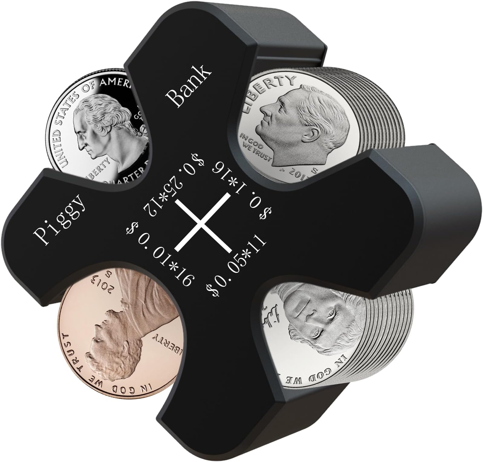 Vcertcpl Car Coin Holder - Silicone Change Organizer for 55 Coins, Portable Storage for Penny, Nickel, Dime and Quarter (Black)