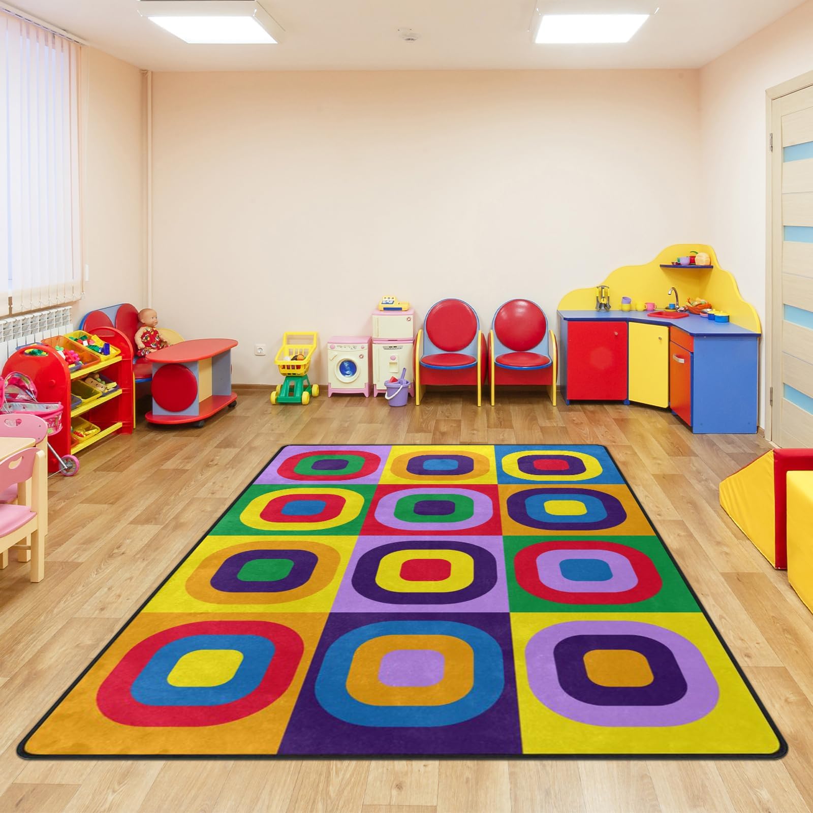 Kids Rug, Classroom Carpets Playmat Rugs - 6x9 Ft Kids Carpet with Rubber Backing, Colorful Children's Classroom Seating Rug Play Mat Nursery Rugs for Children Bedroom Playroom Elementary