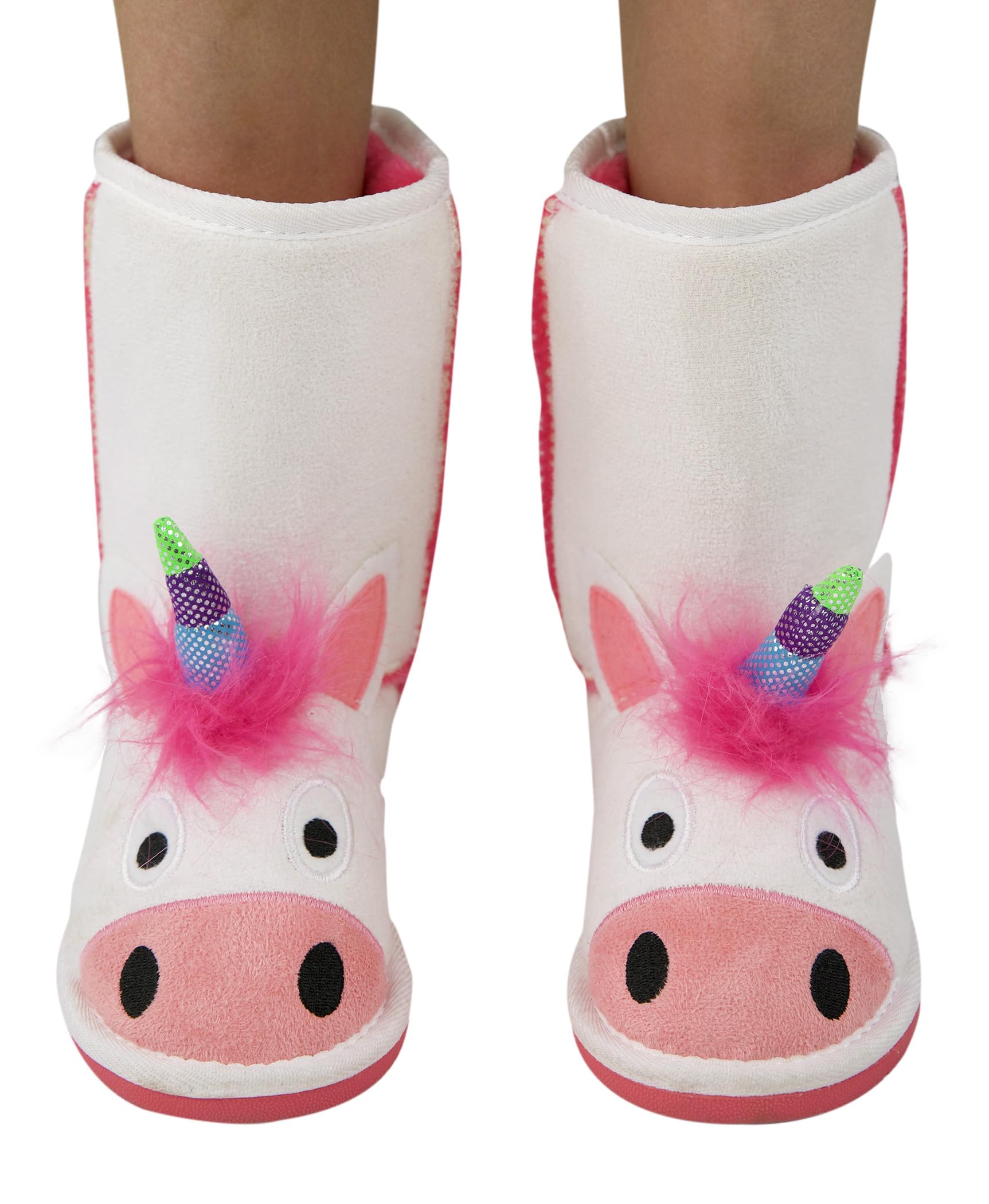 Lazy One Botas de animales para niños, pantuflas acogedoras para niños, I Believe Unicorn Toasty Toez, Large
